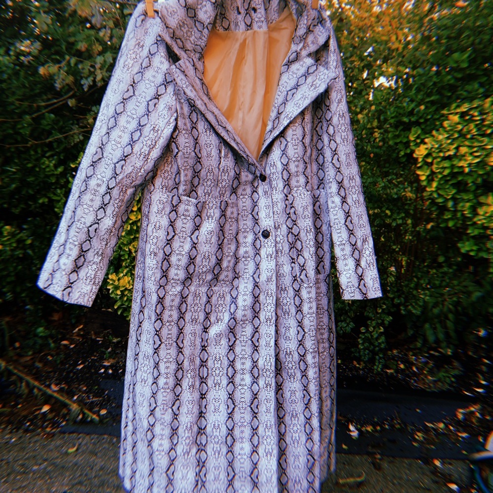 Plus Size Snake Print Trench Coat